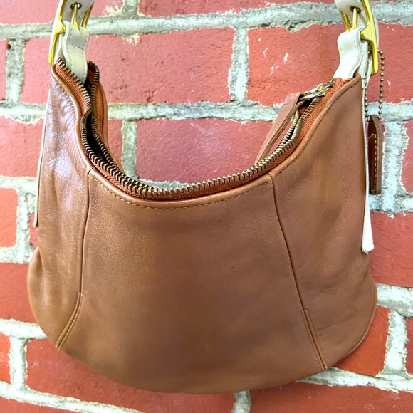 Coach vintage tan and white mini hobo